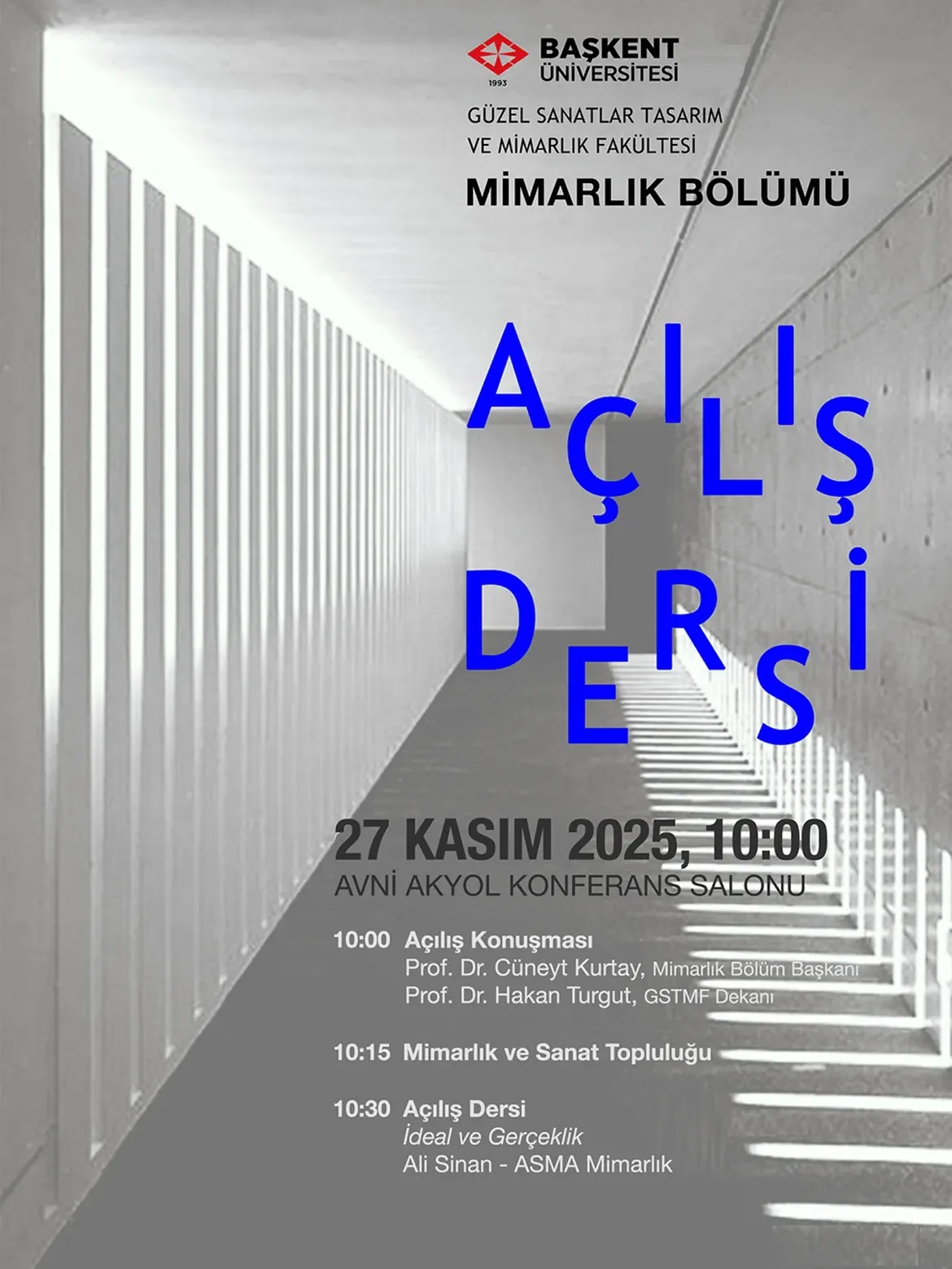 Başkent Üniversitesi 2025–2026 Akademik Yılı Açılış Dersi İdeal ve Gerçeklik afişi