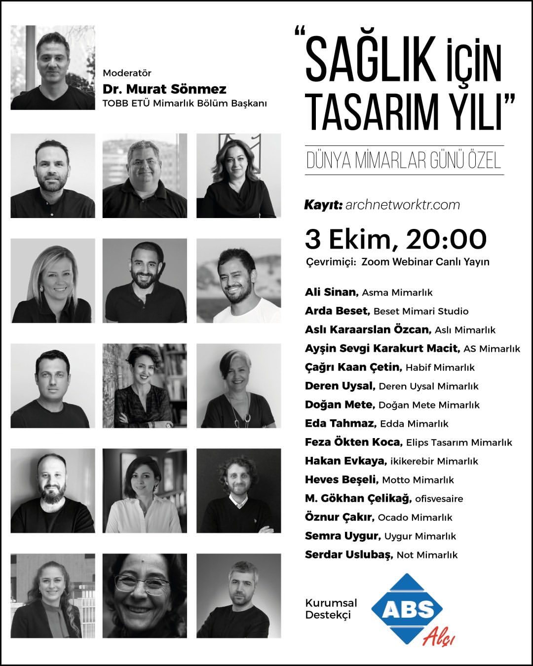 Sağlık İçin Tasarım Yılı Dünya Mimarlar Günü özel çevrimiçi etkinlik afişi