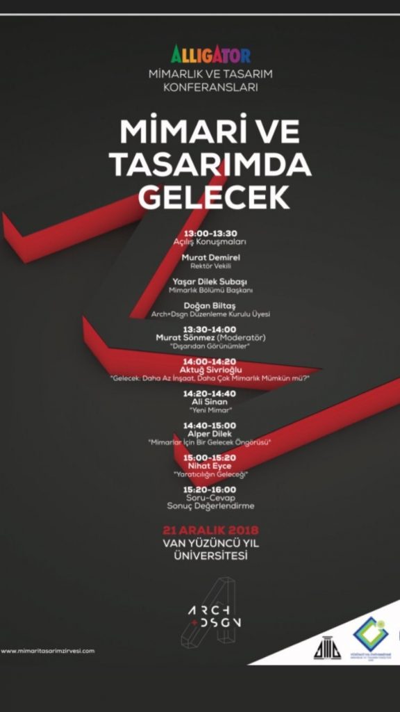 Mimari ve Tasarımda Gelecek Konferansı afişi, Van Yüzüncü Yıl Üniversitesi, 21 Aralık 2018