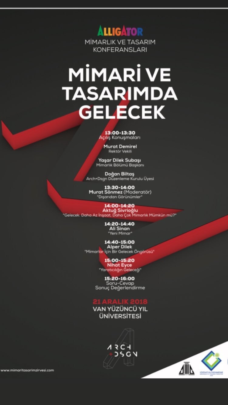 Mimari ve Tasarımda Gelecek Konferansı afişi, Van Yüzüncü Yıl Üniversitesi, 21 Aralık 2018